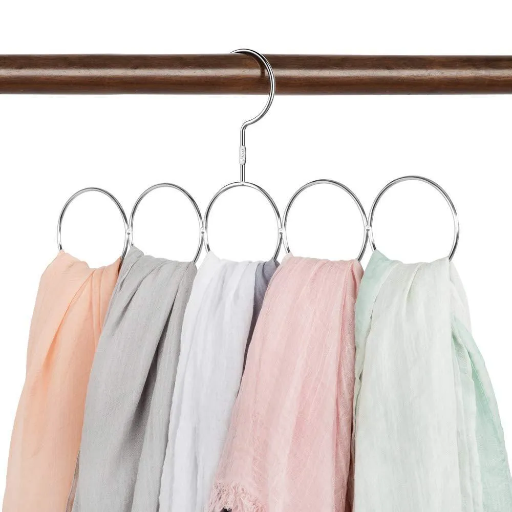 Poeland 1kuan Scarf Closet Organizer Hanger, No Snag Storage Scarves, Ties, Belts, Shawls, Pashminas, 2 Pack