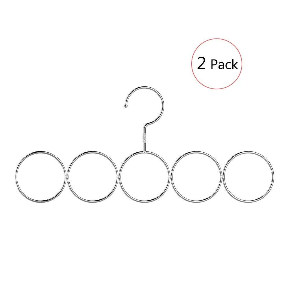 Poeland 1kuan Scarf Closet Organizer Hanger, No Snag Storage Scarves, Ties, Belts, Shawls, Pashminas, 2 Pack