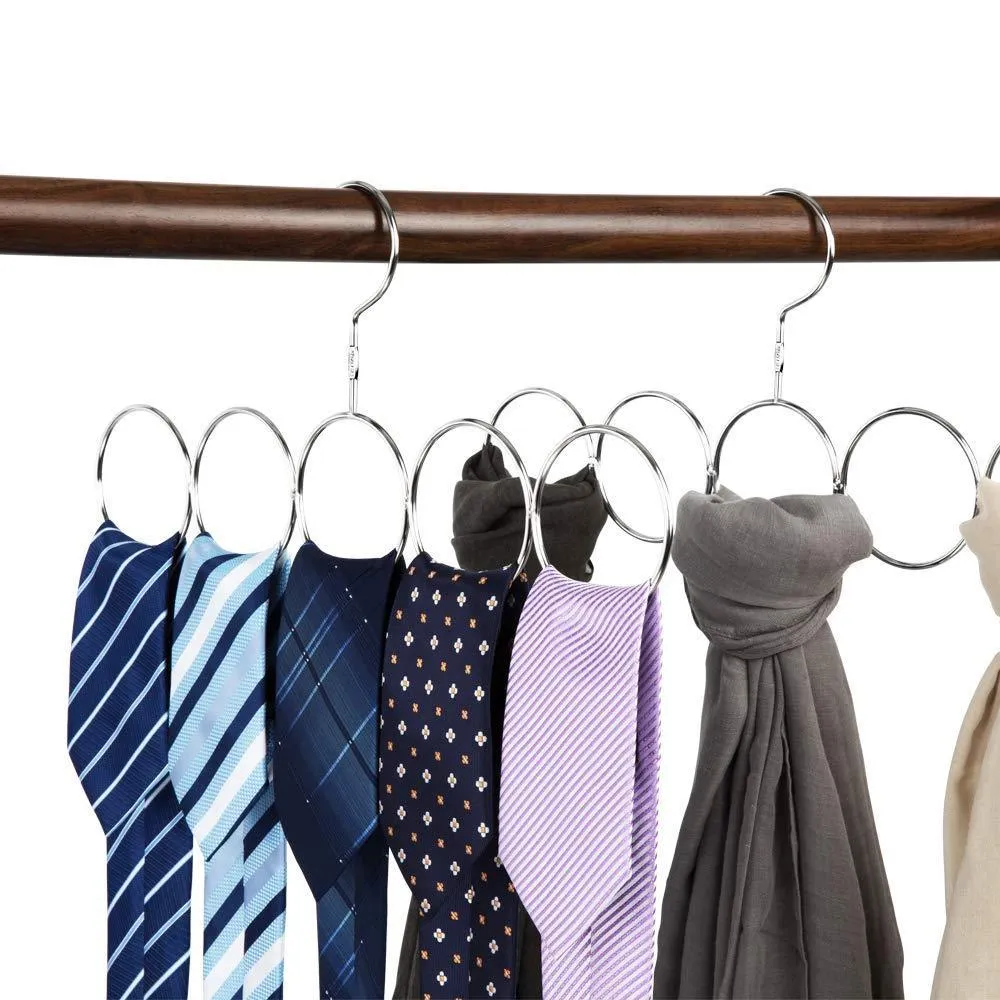 Poeland 1kuan Scarf Closet Organizer Hanger, No Snag Storage Scarves, Ties, Belts, Shawls, Pashminas, 2 Pack