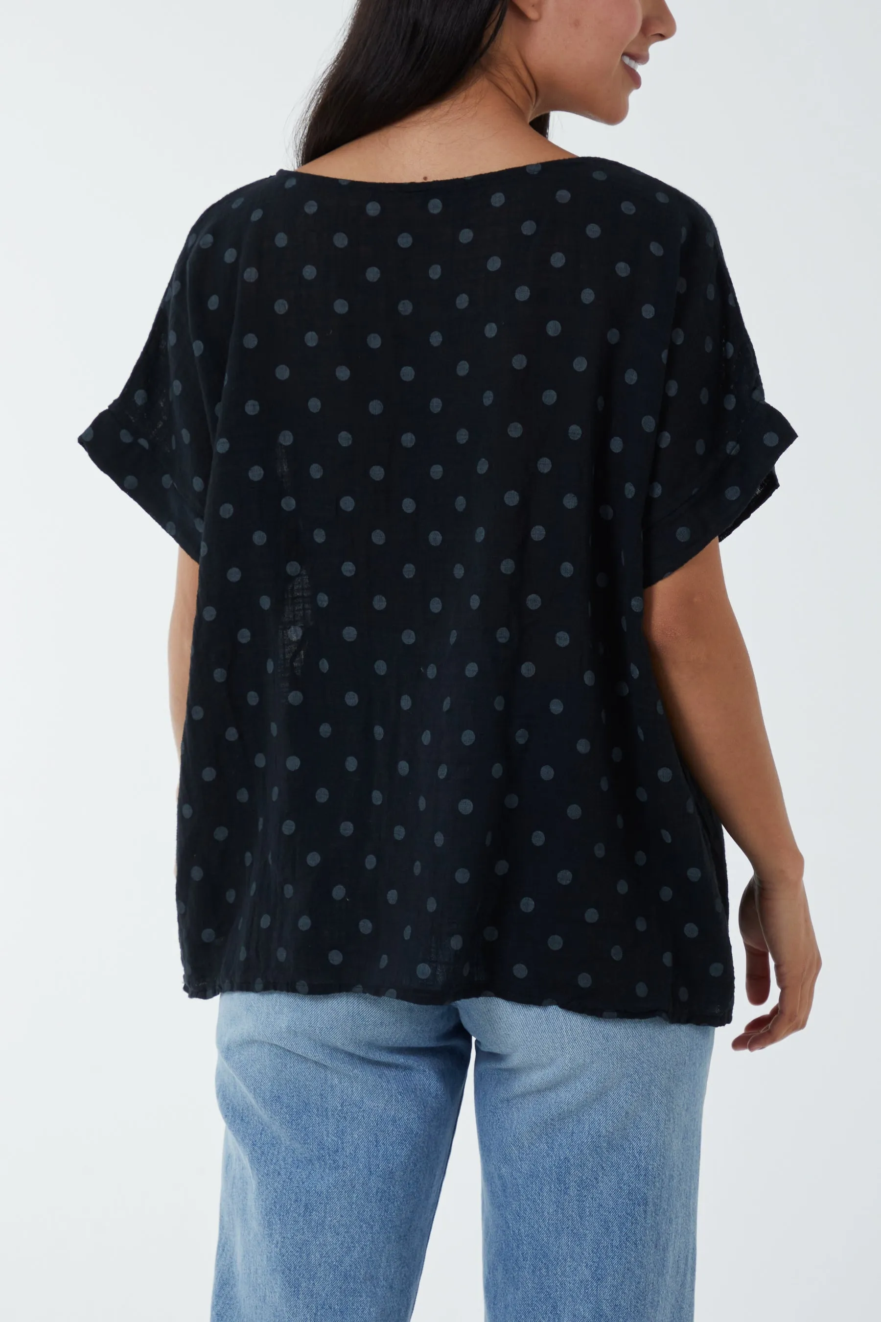 Polka Dot Short Sleeve Top