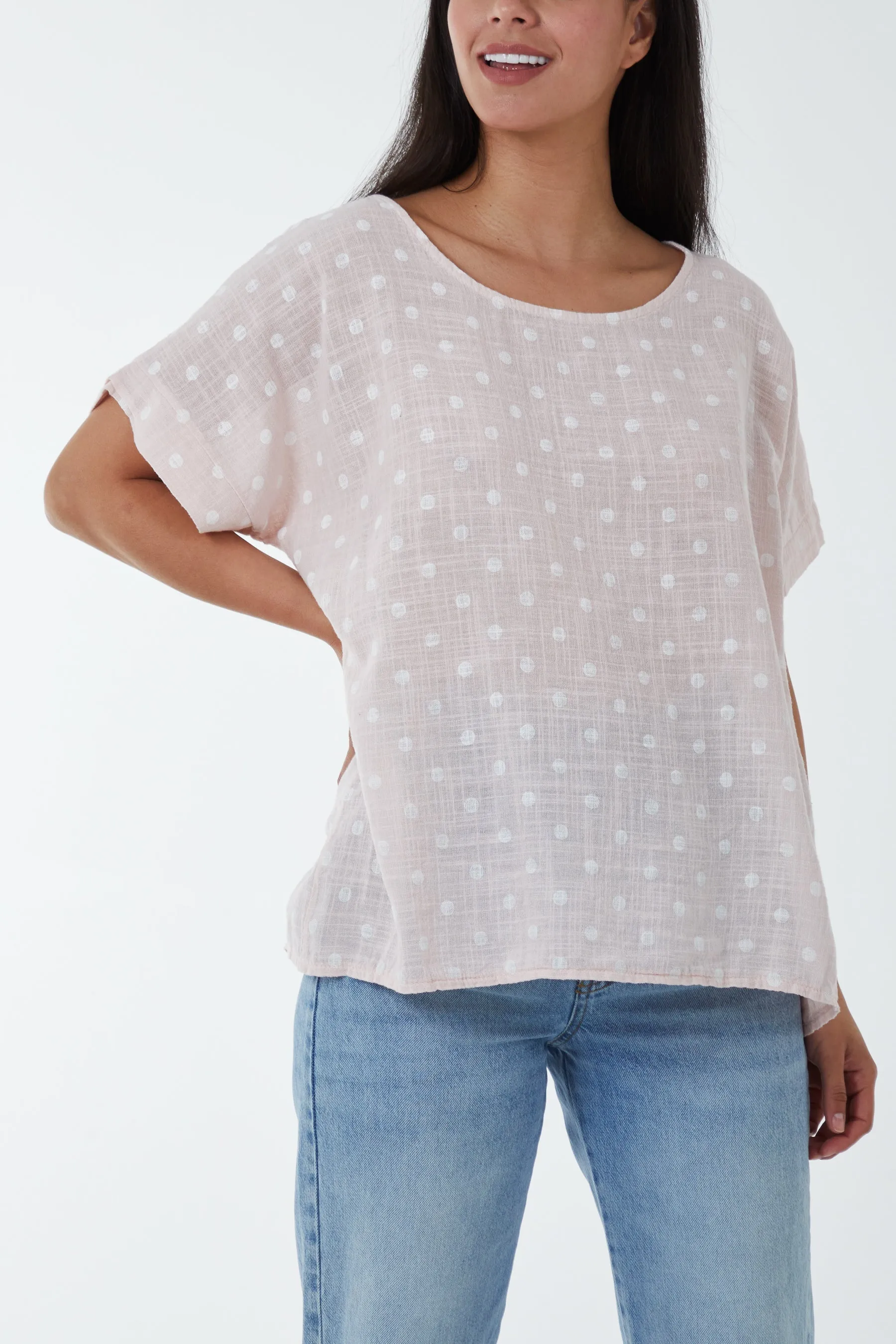 Polka Dot Short Sleeve Top