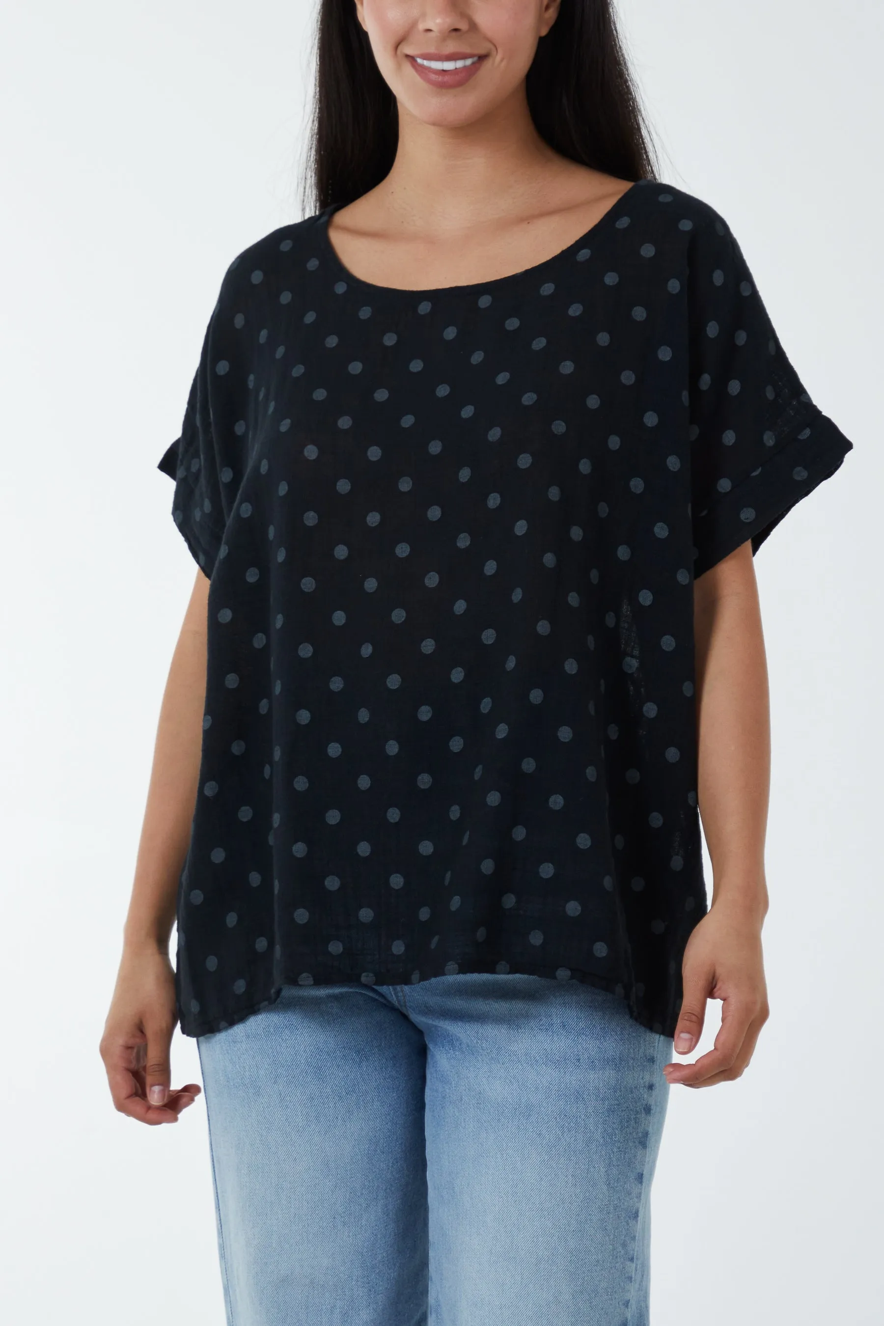 Polka Dot Short Sleeve Top