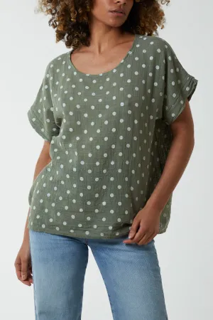 Polka Dot Short Sleeve Top