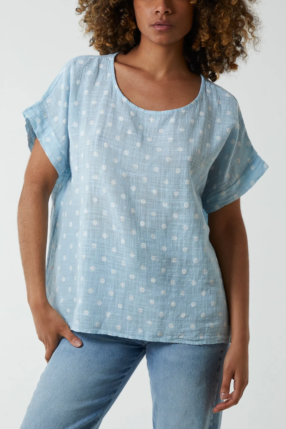 Polka Dot Short Sleeve Top