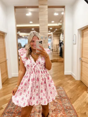 Poplin Floral and Bow Mini Dress
