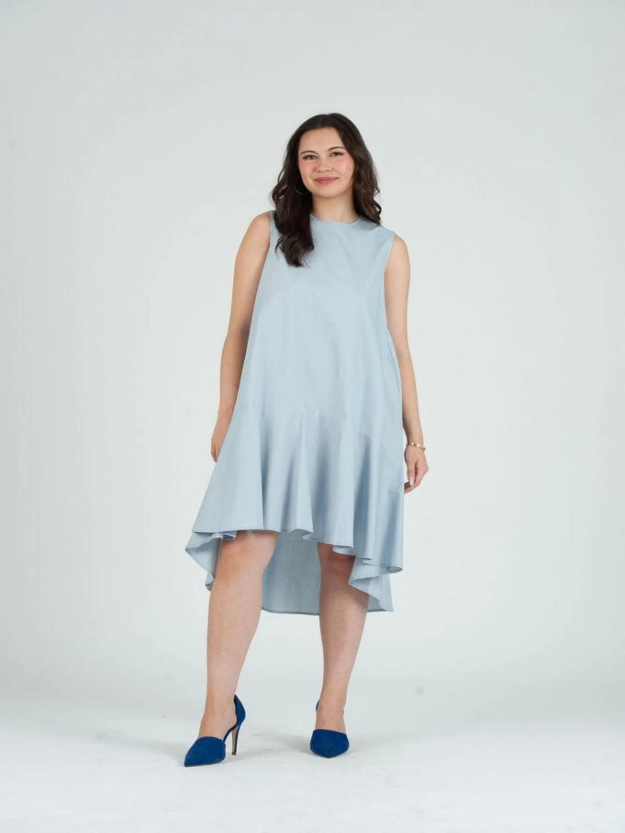 Poplin Sleeveless Dress - Cadet