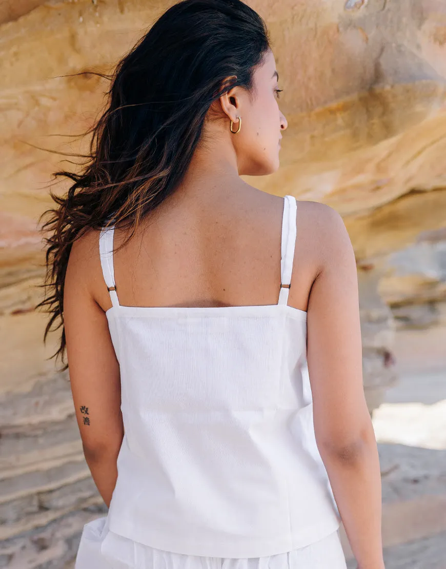 Powder White Cotton Camisole