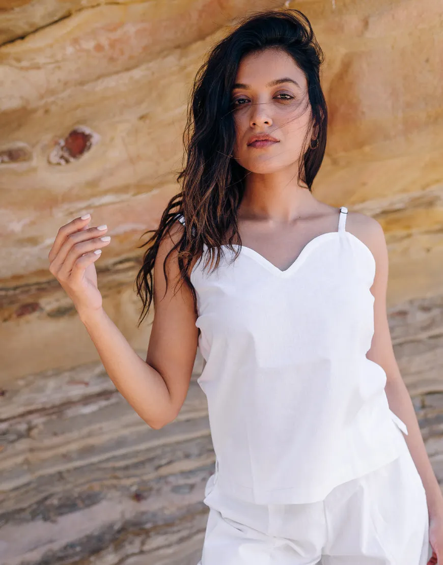 Powder White Cotton Camisole
