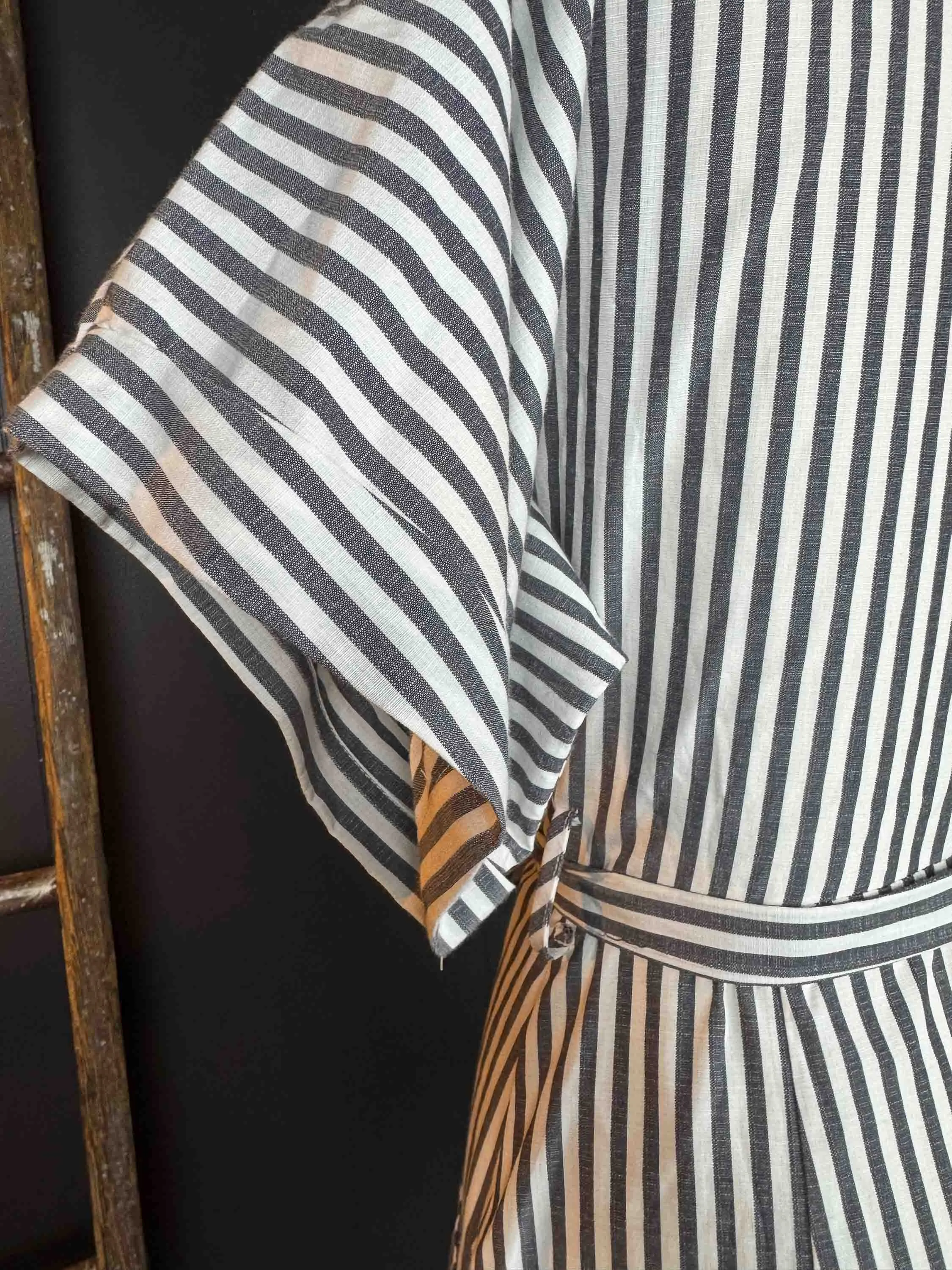 Pre-loved Black and White Striped Poplin Dress - Size XS