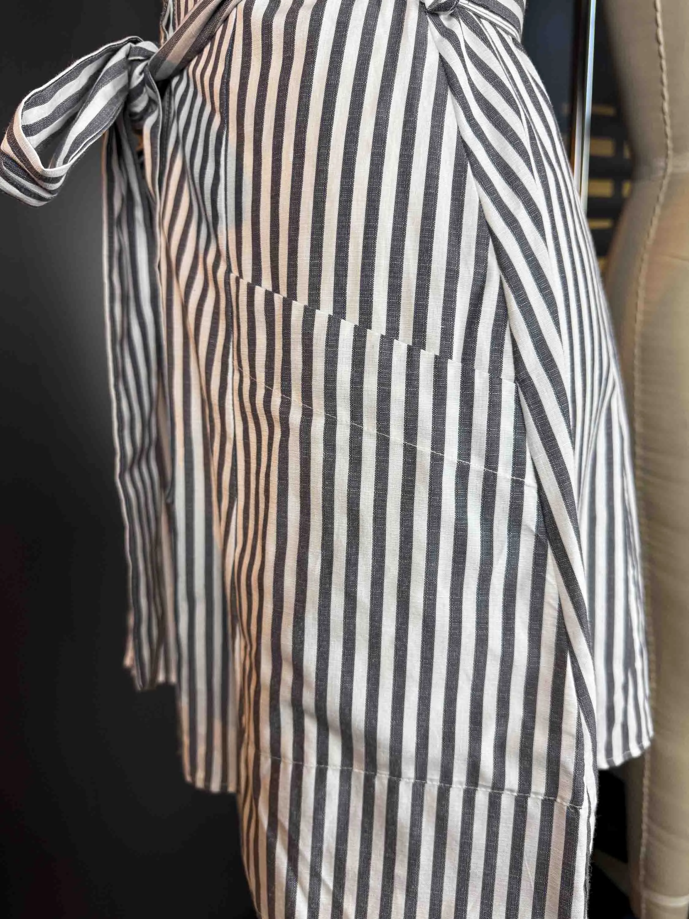 Pre-loved Black and White Striped Poplin Dress - Size XS