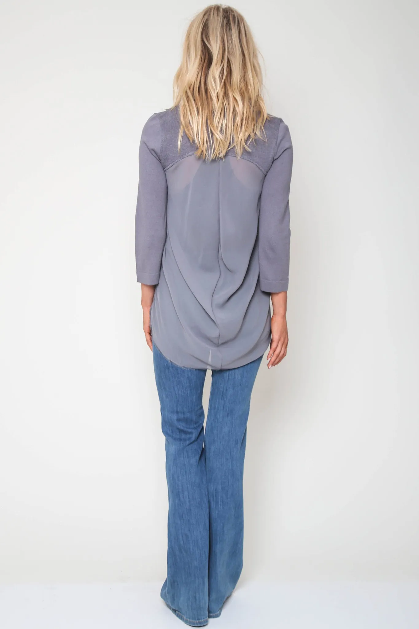 Presley Sheer-Back Top in Iron