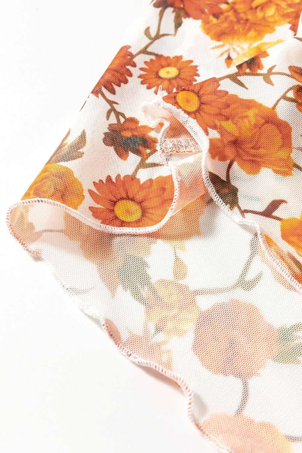 Printed Mock Neck Flare Sleeve Top