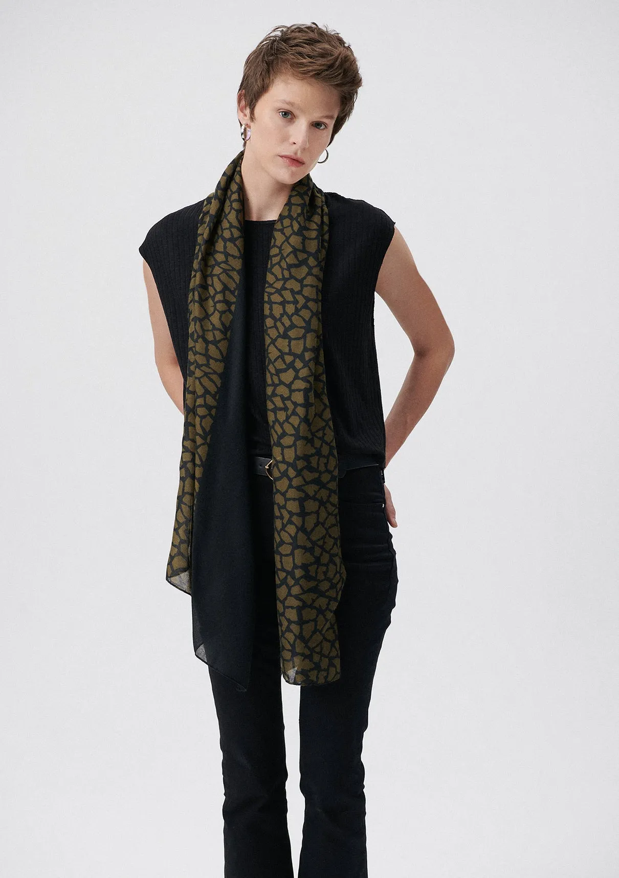 Printed Navy Shawl