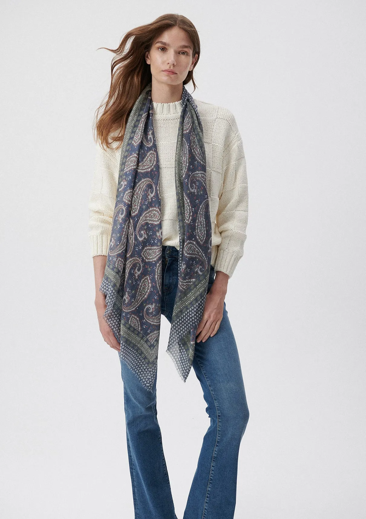 Printed Navy Shawl