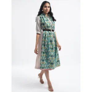PS Accessories by Payal Singhal Payal Singhal Blue Ikat Love Scarf With Pink Piping