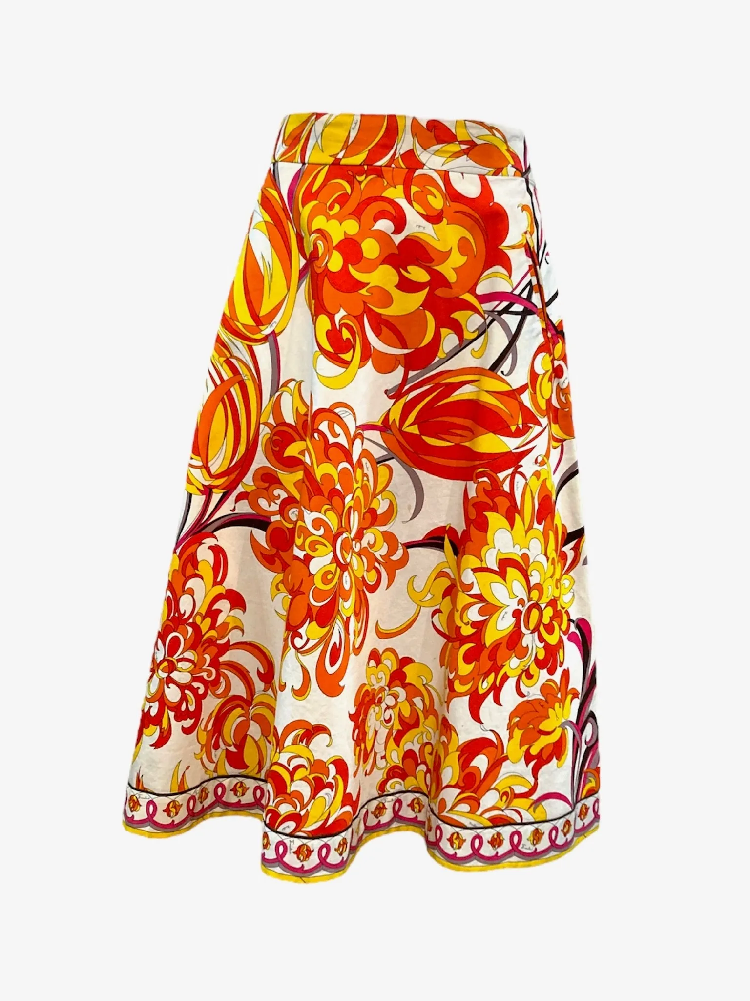 Pucci 70s 2 Piece Cotton Ensemble in Psychedelic Orange and Red Print