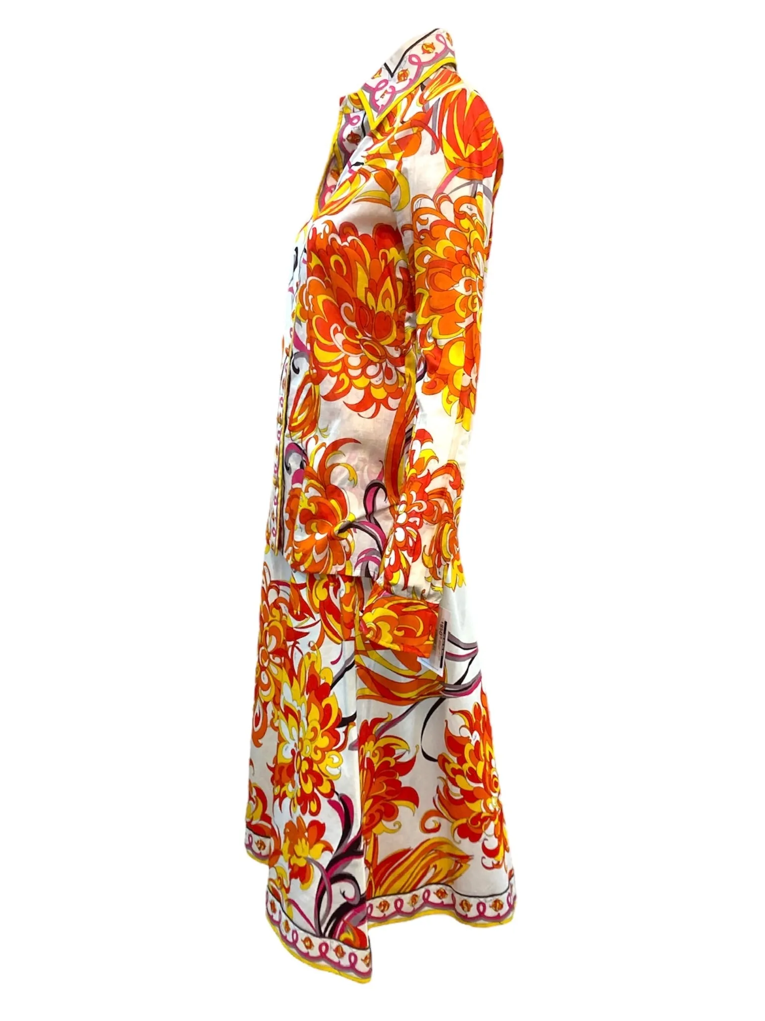 Pucci 70s 2 Piece Cotton Ensemble in Psychedelic Orange and Red Print