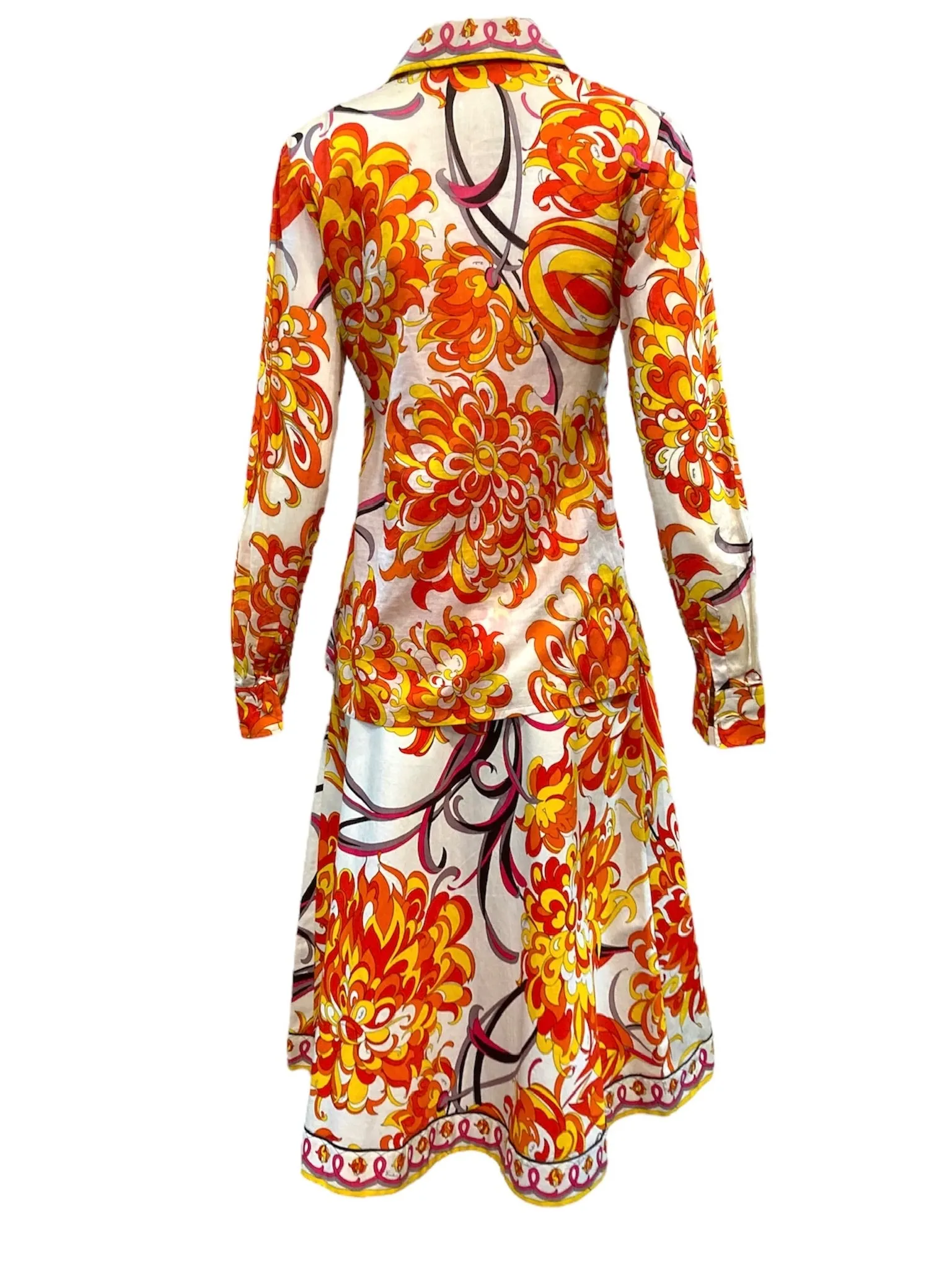 Pucci 70s 2 Piece Cotton Ensemble in Psychedelic Orange and Red Print