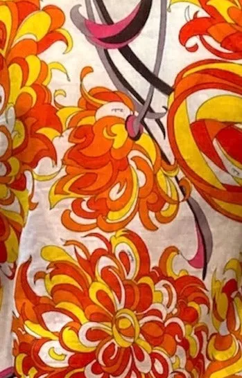 Pucci 70s 2 Piece Cotton Ensemble in Psychedelic Orange and Red Print