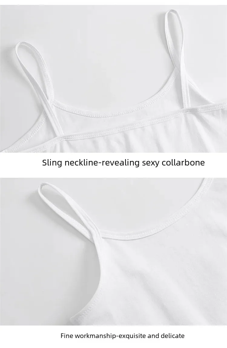 Pure Cotton White Tank Top Women's Summer Inner Wear Trendy Sexy Sleeveless Top Summer Season One-piece Code Send