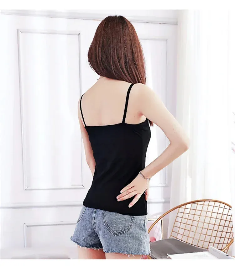 Pure Cotton White Tank Top Women's Summer Inner Wear Trendy Sexy Sleeveless Top Summer Season One-piece Code Send