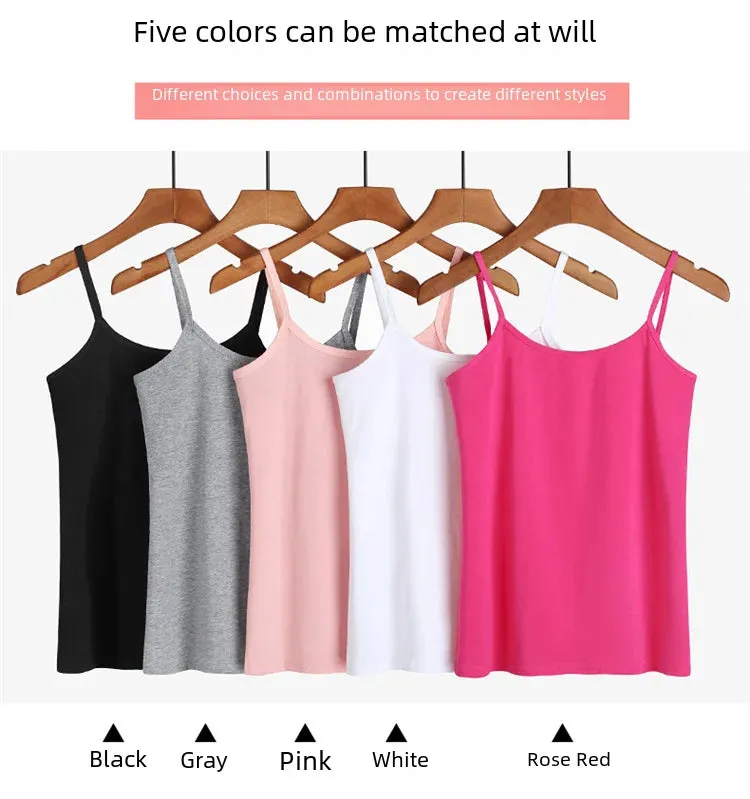 Pure Cotton White Tank Top Women's Summer Inner Wear Trendy Sexy Sleeveless Top Summer Season One-piece Code Send