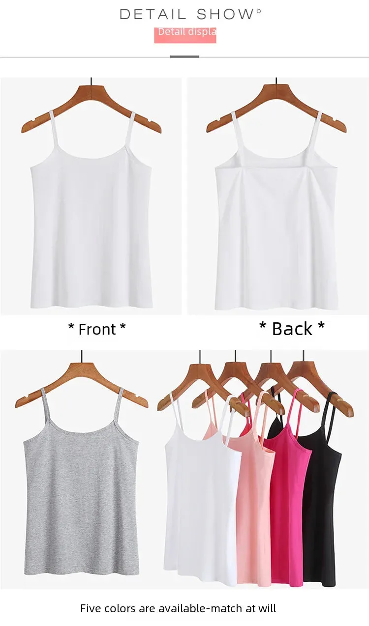 Pure Cotton White Tank Top Women's Summer Inner Wear Trendy Sexy Sleeveless Top Summer Season One-piece Code Send