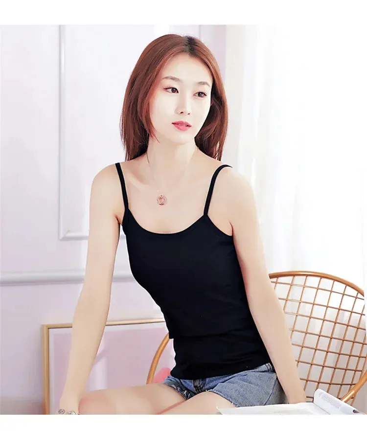 Pure Cotton White Tank Top Women's Summer Inner Wear Trendy Sexy Sleeveless Top Summer Season One-piece Code Send