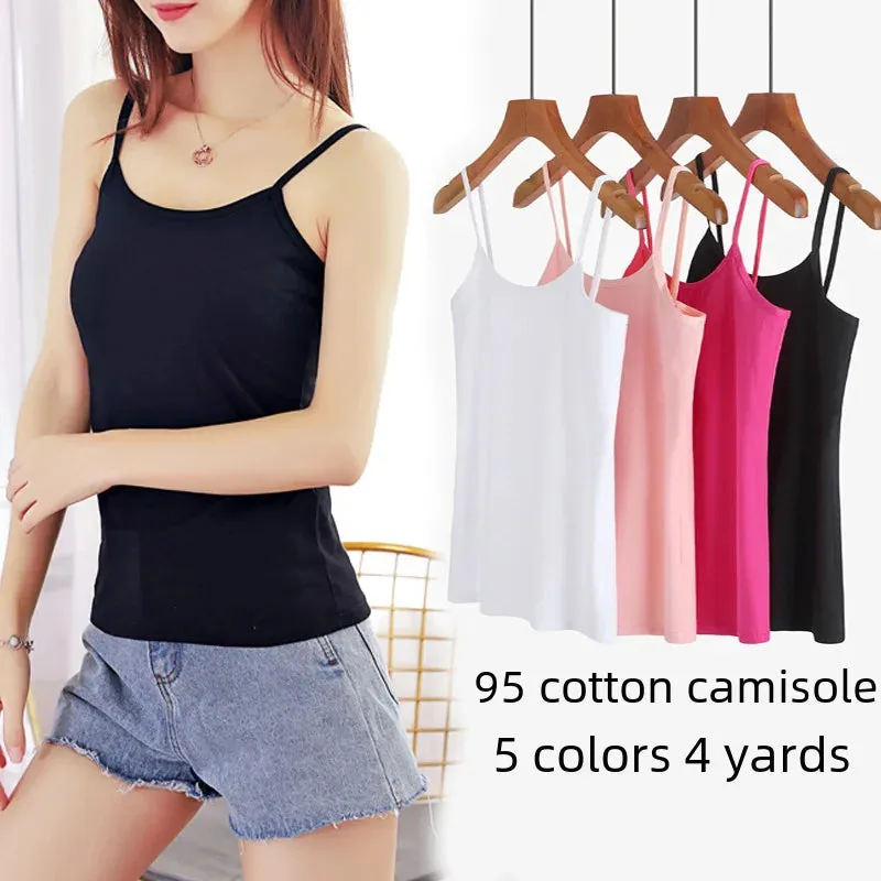 Pure Cotton White Tank Top Women's Summer Inner Wear Trendy Sexy Sleeveless Top Summer Season One-piece Code Send