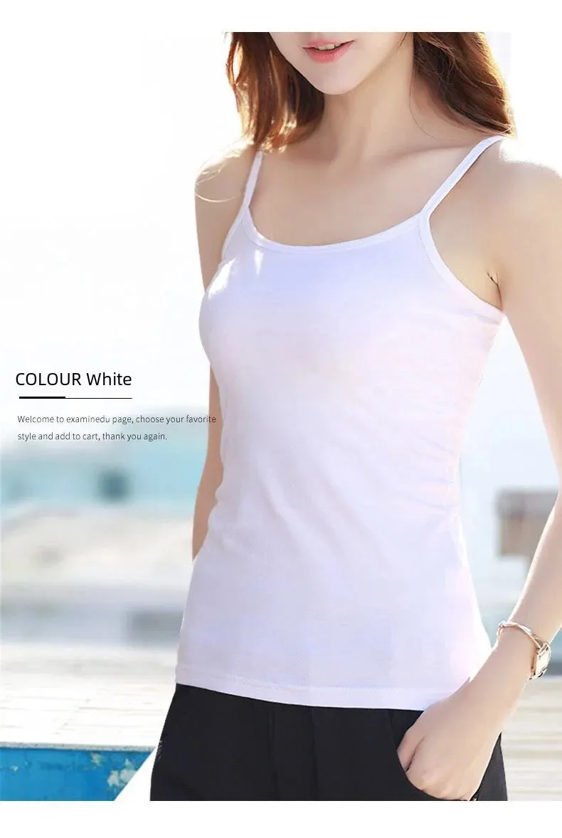 Pure Cotton White Tank Top Women's Summer Inner Wear Trendy Sexy Sleeveless Top Summer Season One-piece Code Send