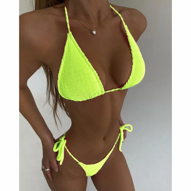 Push Up Women Swimsuits Female Micro Bikini Set Solid Swimwear Bathing Suit Swimming Suits Brazilian Biquini