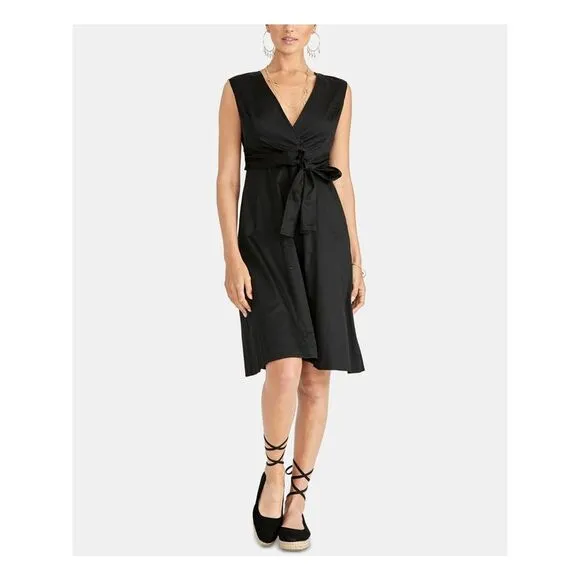 RACHEL ROY Womens Black Sleeveless Above The Knee Fit   Flare Dress Size: 2