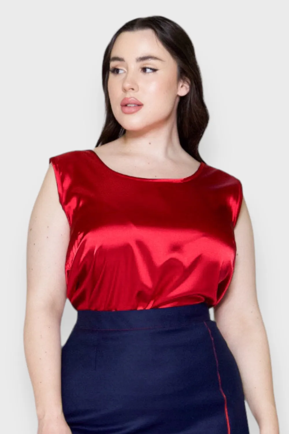 Ravenna Red Satin Tank Top