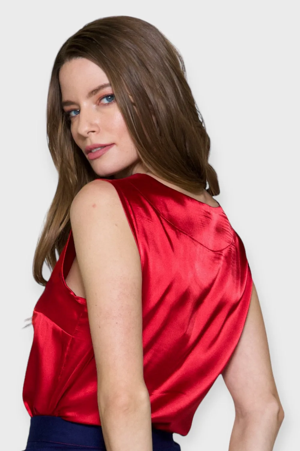 Ravenna Red Satin Tank Top