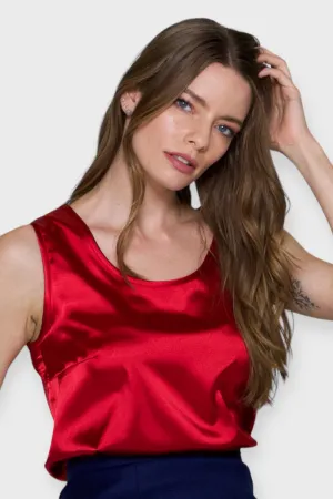 Ravenna Red Satin Tank Top