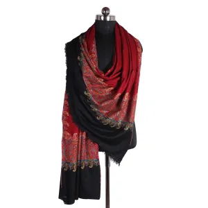 Red & Black Dordar Cashmere Pashmina Shawl