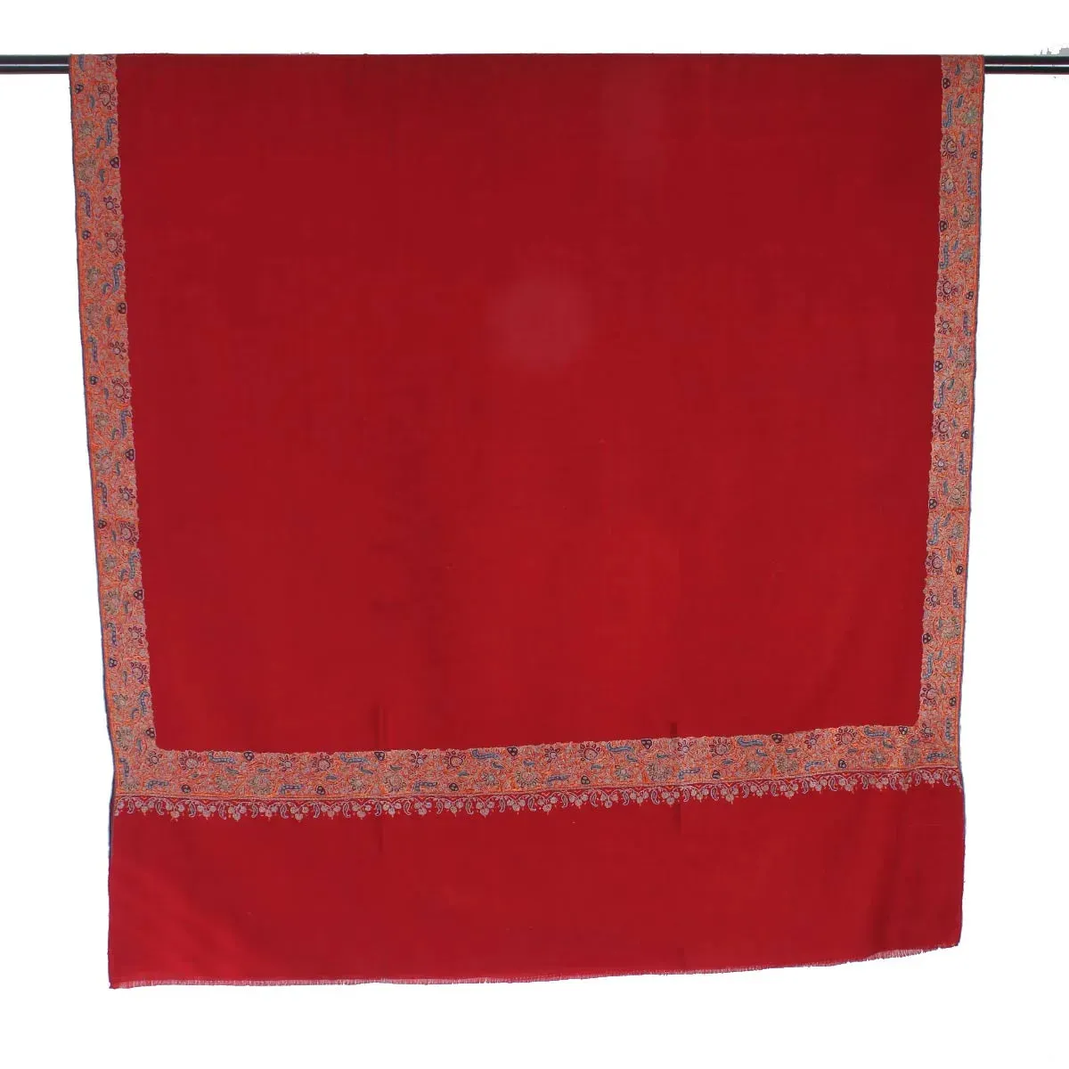 Red Base sozni Embroidered Dordaar Pashmina Shawl