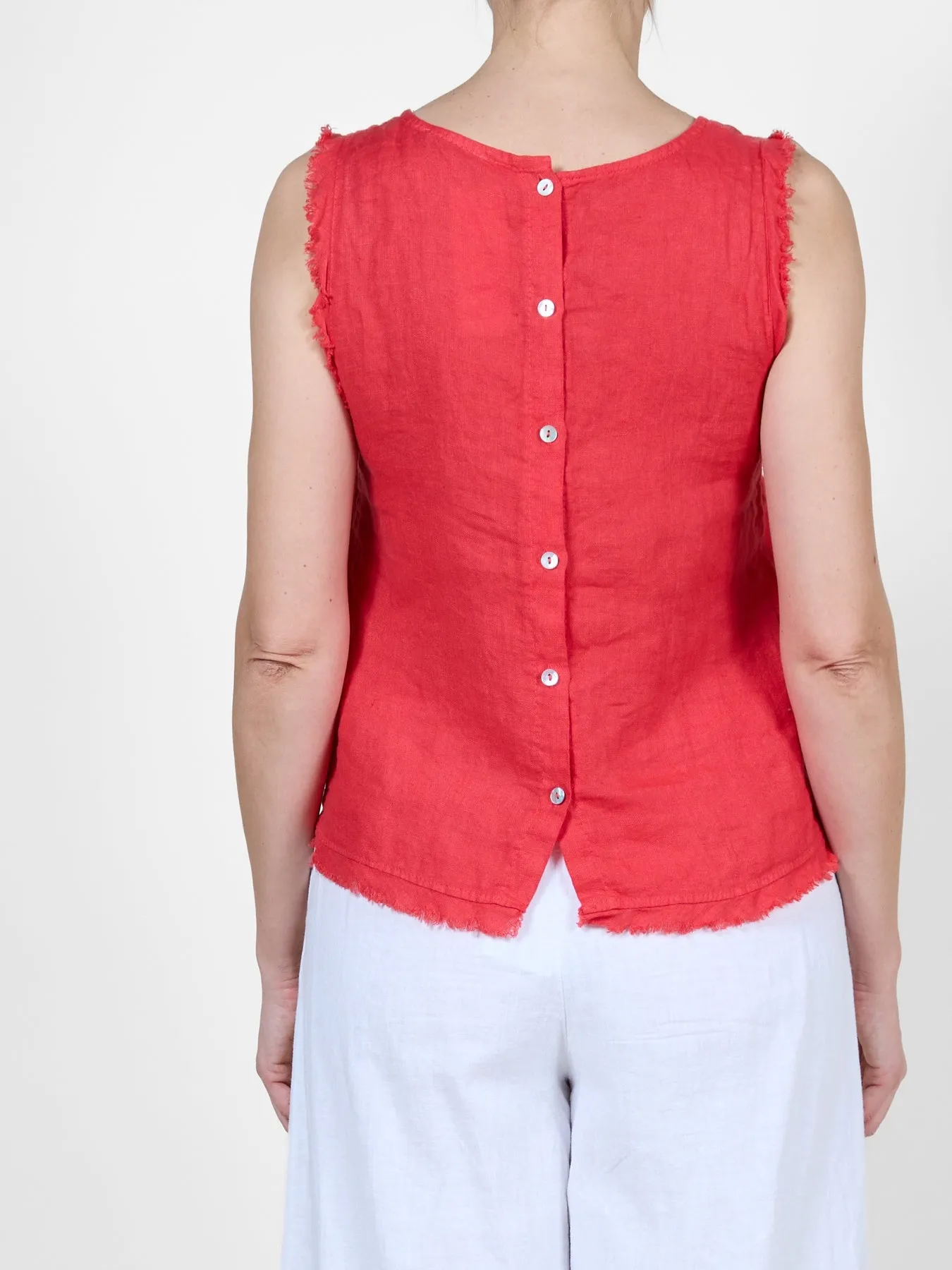 Red Raw Edge Sleeveless Tank