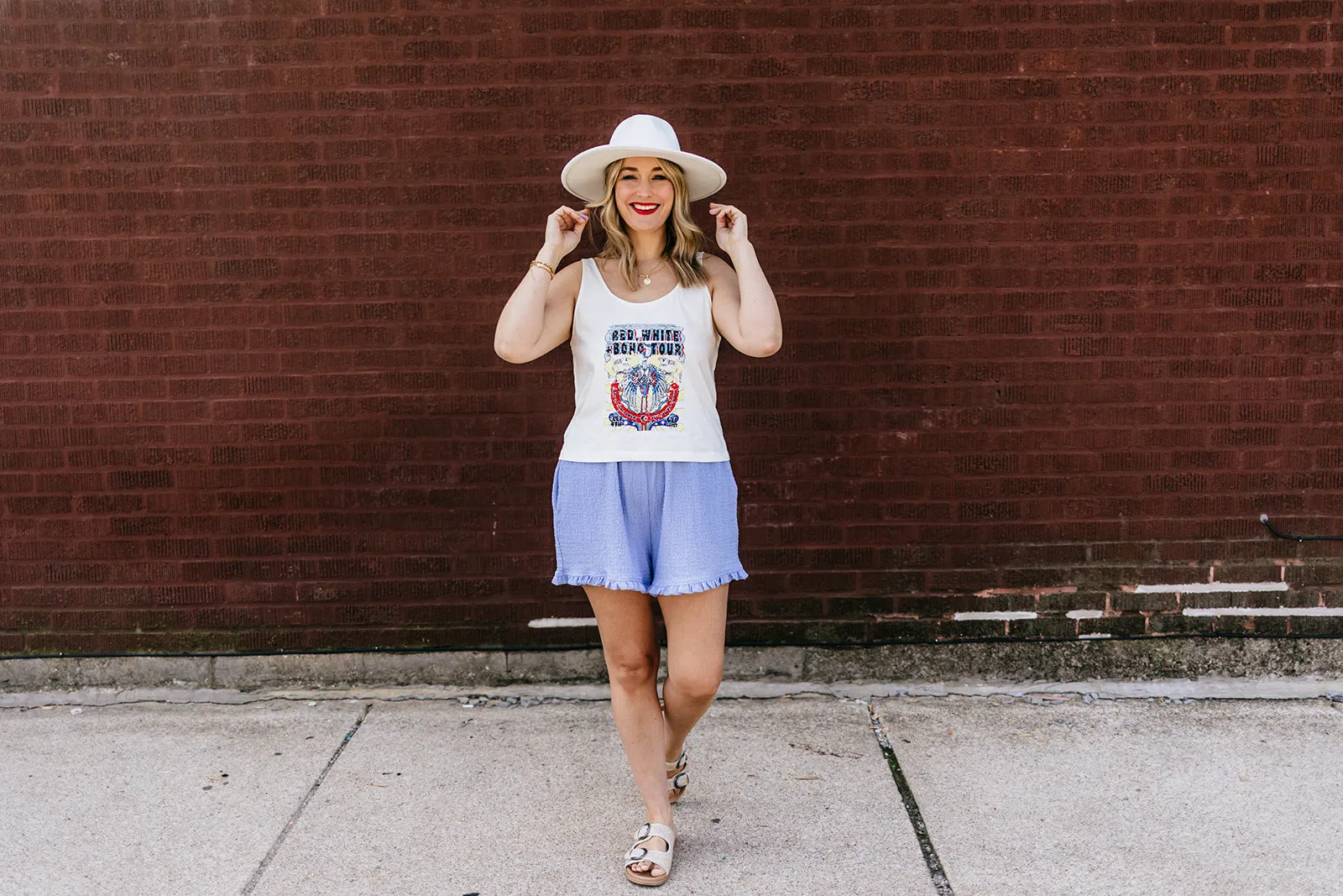 red, white and boho tank