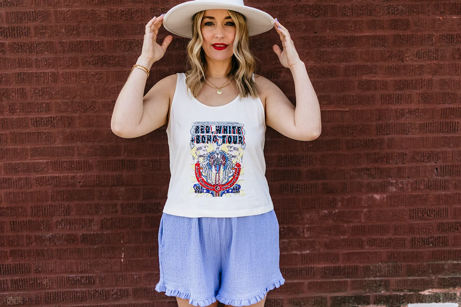 red, white and boho tank