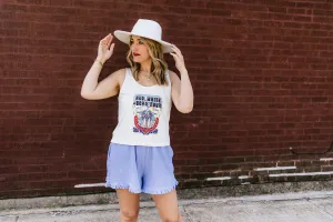 red, white and boho tank