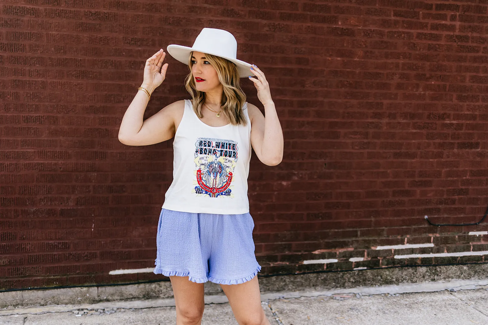 red, white and boho tank