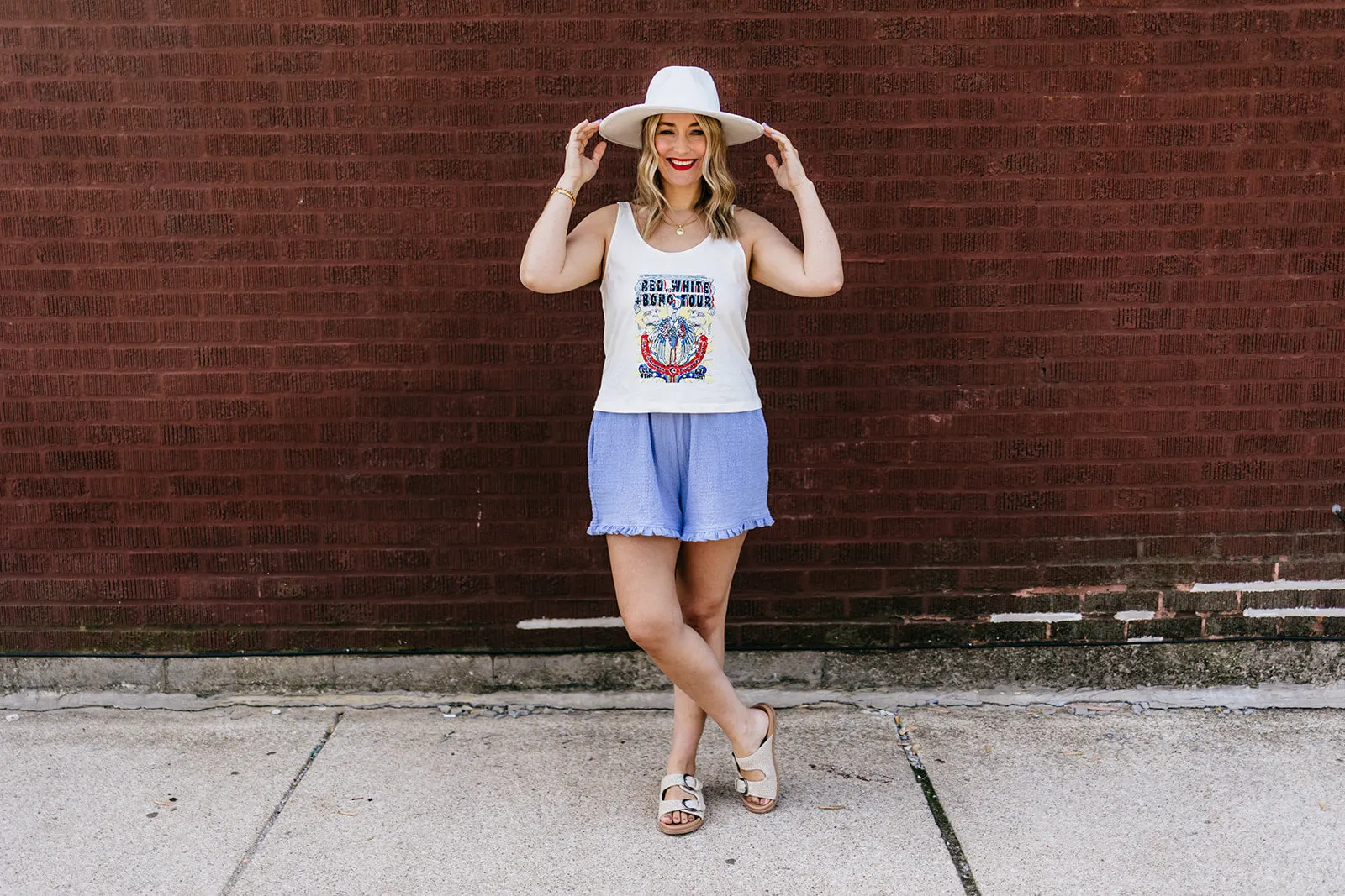 red, white and boho tank
