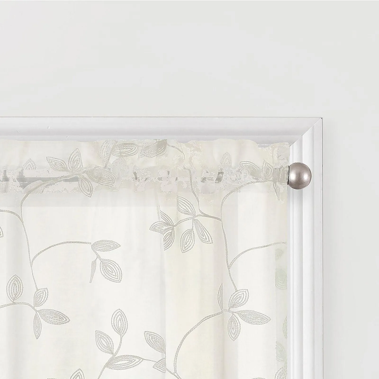 Regal Home  Embroidered Rod Pocket Tailored Valance Ivory Off White 50" x 15"