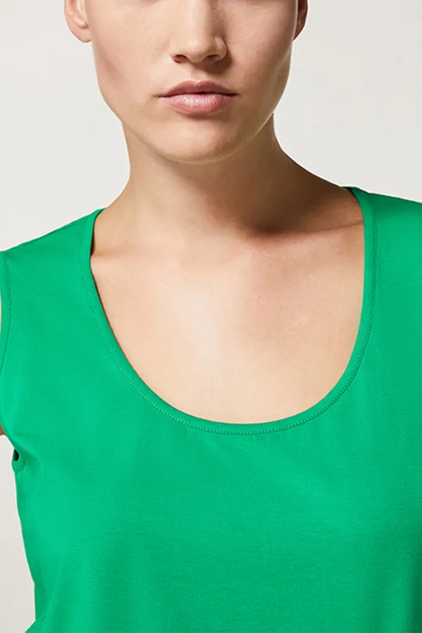 RELAIS GREEN COTTON JERSEY TOP
