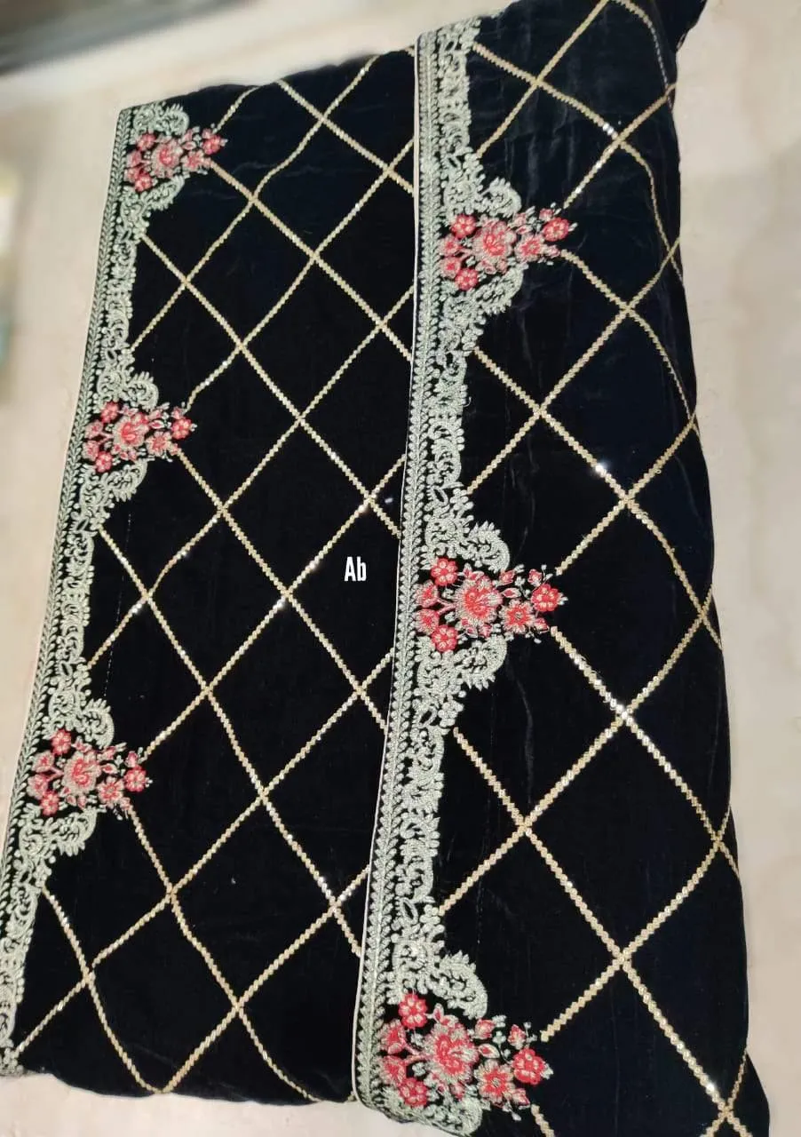 Restocked/Velvet Embroidered Shawl/D 6