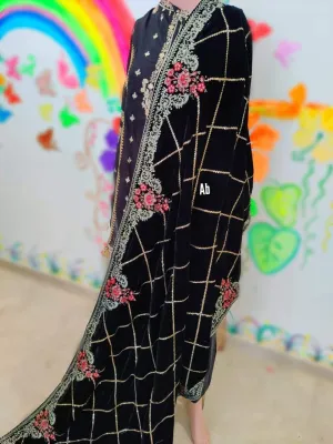 Restocked/Velvet Embroidered Shawl/D 6