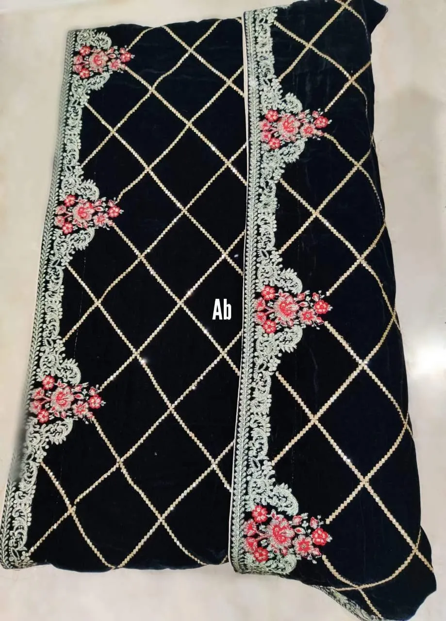 Restocked/Velvet Embroidered Shawl/D 6