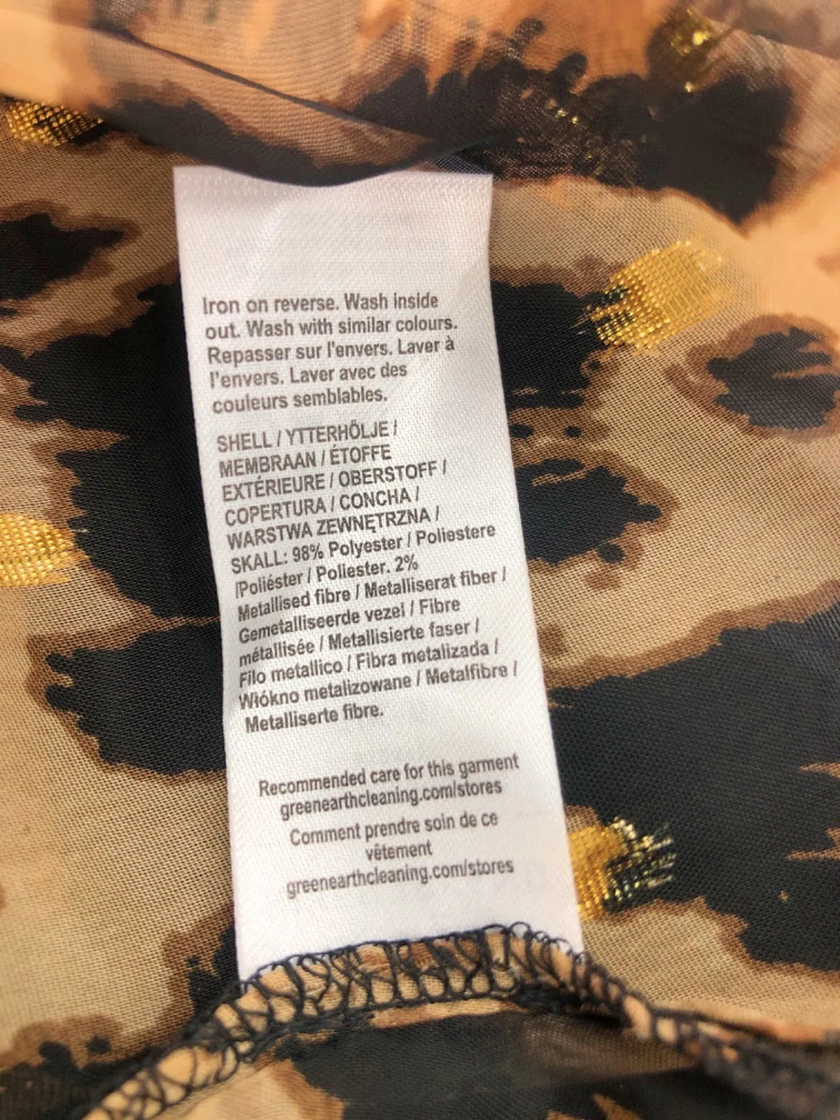 River Island Beige Leopard Print Sheer Ruffled Blouse UK 6