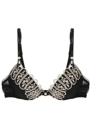 ROSE Embroidered Black Bra